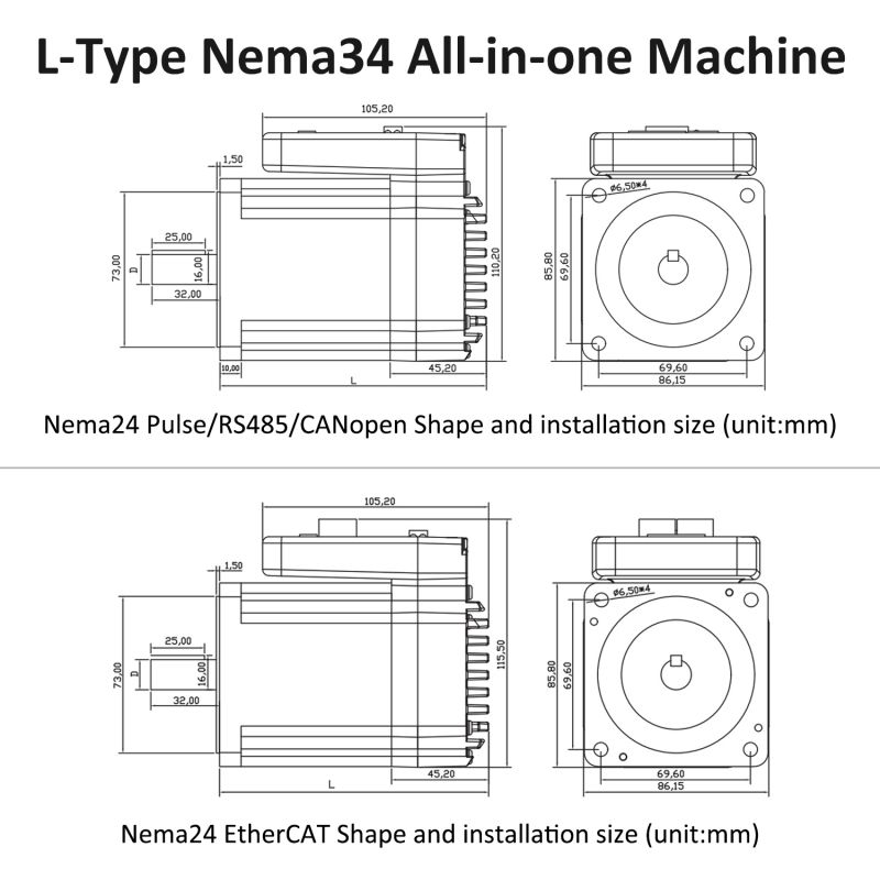 L Type Nema34 Integrated Stepper Motor